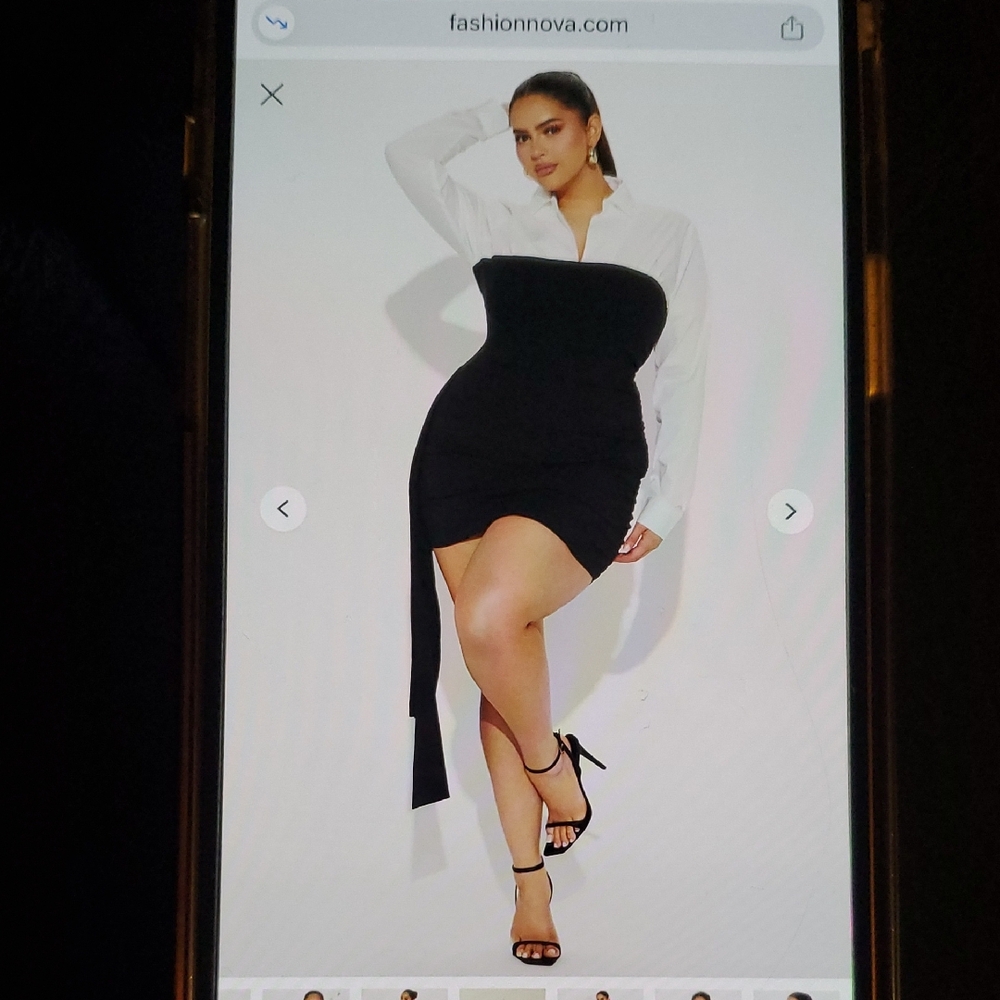 Fashion Nova Black and White Asymmetrical Sheath Dress